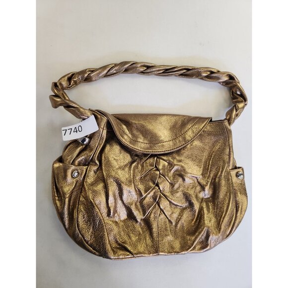 B. Makowsky Handbag Purse Metallic Bronze Purse Shoulder Leopard Liner Pockets - Picture 9 of 9